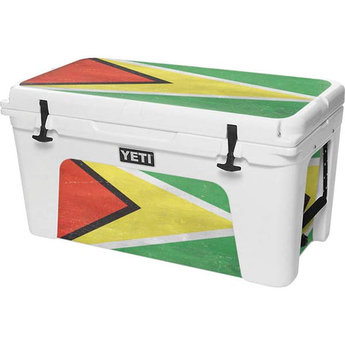 Guyana Flag Distressed YETI Tundra 75 Hard Cooler Skin